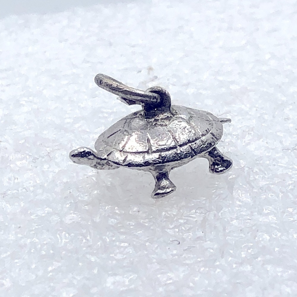Vtg Sterling Silver Turtle Tortoise Charm Bracelet Charm / Mini Pendant